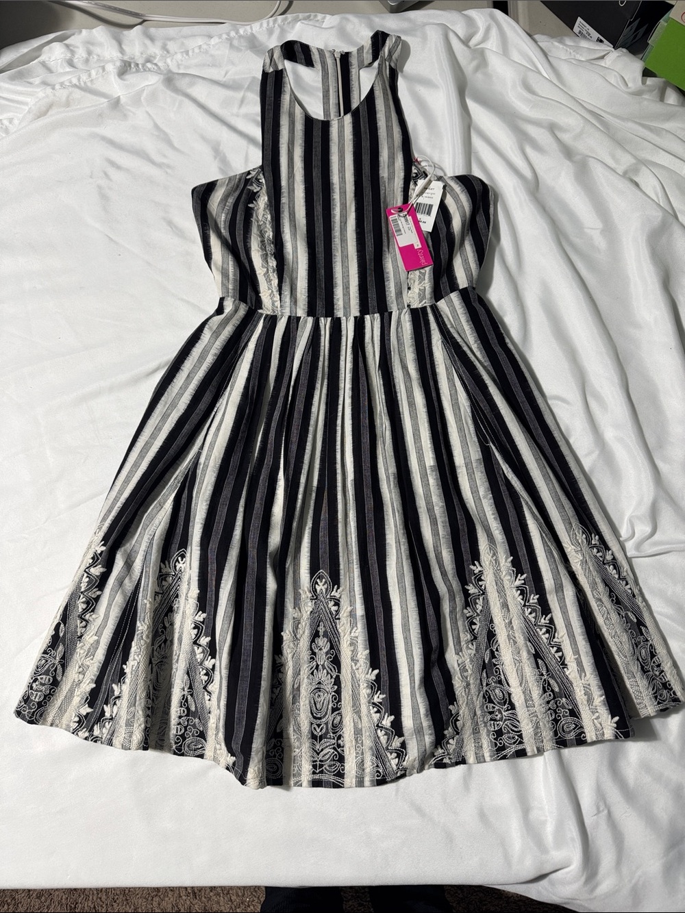 Plenty by Tracy Reese Dress  Size 6 Black/Ivory Placement Frock NWT Embroidery
